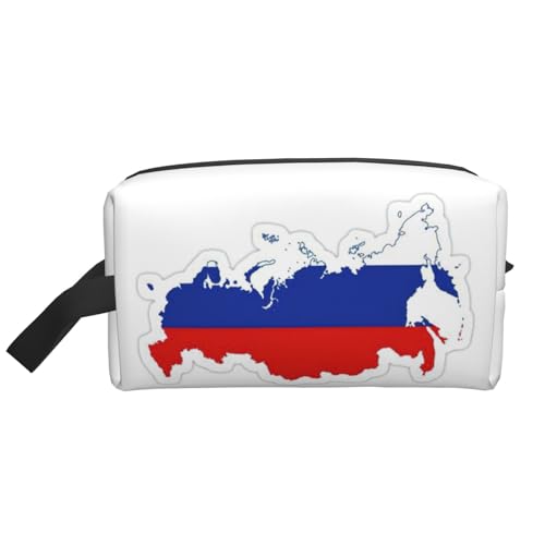 Kulturbeutel mit russischer Flagge, für Herren, Reise-Kulturbeutel, geräumige Kapazität, Kosmetiktasche für Damen, weiß, Einheitsgröße von CAMUO