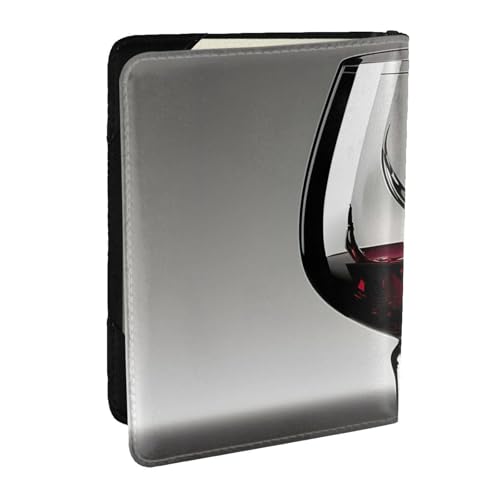 Reisepasshülle mit Weinglas-Aufdruck, Brieftasche, Reisepasshülle für Karten und Dokumente, Schwarz , Einheitsgröße von CAMUO