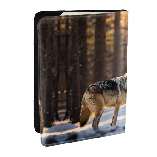 Wolfs Print Passport Holder Cover Wallet Passport Cover, Passport Wallet Case for Cards and Documents, Schwarz , Einheitsgröße von CAMUO