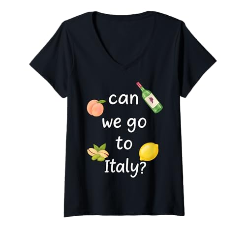 Damen CAN WE GO to Italy? - Können wir nach Italien? - FRONTAL T-Shirt mit V-Ausschnitt Damen CAN WE GO to Italy? - Können wir nach Italien? - FRONTAL T-Shirt mit V-Ausschnitt von CAN WE GO TO ITALY? - On Vacation Club Italia