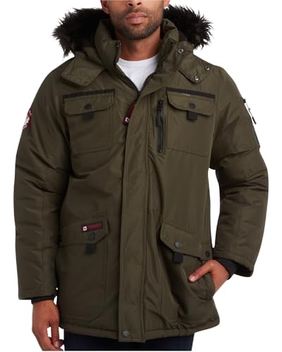 CANADA WEATHER GEAR Herren-Parka, schwere Ripstop-isolierte ThermaFoil gefütterte Puffer-Winterjacke für Herren (Größe M-XXL), Oliv/Blatt für mich (Leaf It to Me), X-Large von CANADA WEATHER GEAR