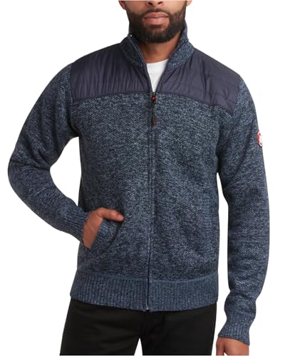 CANADA WEATHER GEAR Herren-Pullover – klassischer Polarfleece-Herrenpullover mit Reißverschluss – gemütliche, stilvolle Bomberjacken für Herren (Größe M-XXL), Denim Melange, Large von CANADA WEATHER GEAR