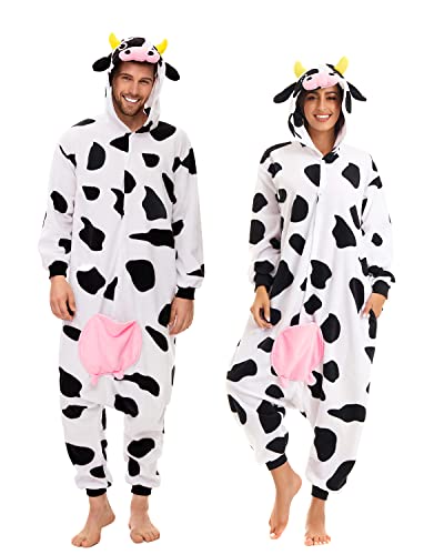 CANASOUR Halloween Custume Kuh Adult Onesie Party Unisex Damen Onesie Kostüm - Schwarz - Medium von CANASOUR