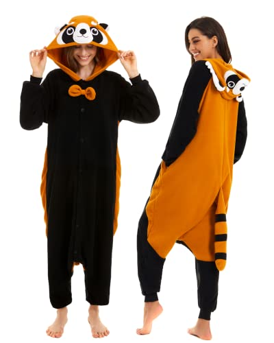 CANASOUR Polar Fleece Weihnachten Erwachsene Anime Unisex Tier Kostüm Cosplay Onesie, Roter Panda Braun, M von CANASOUR