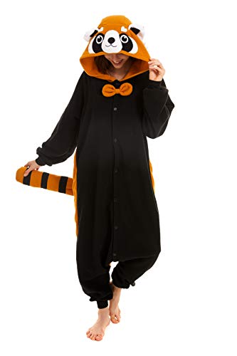 CANASOUR Red Panda Erwachsene Unisex Flauschiger Einteiler Pyjama für Frauen Paare Cosplay Halloween Einteiler Anime Weihnachten Party Kostüm (X-Large, Red Panda) von CANASOUR