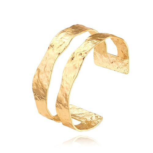 CANEVINKA Dünne Armreifen aus 18-karätigem Gold mit Haken, gewellte Armbänder aus Gold, Gelbgold, Kein Stein CANEVINKA Dünne Armreifen aus 18-karätigem Gold mit Haken, gewellte Armbänder aus Gold, Gelbgold, Kein Stein von CANEVINKA
