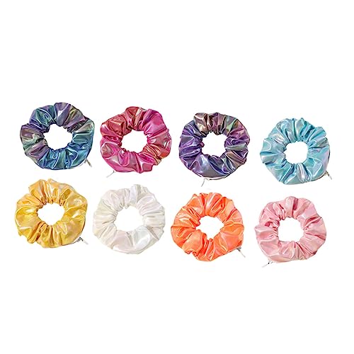 CANIGHT 8stücke Teiliges Kreativer Haarreifen Mit Farbverlauf Glänzende Pu Haargummis Für Mädchen Stilvolle Haarschmuck-ringe Für Jedes Outfit Und Anlass von CANIGHT