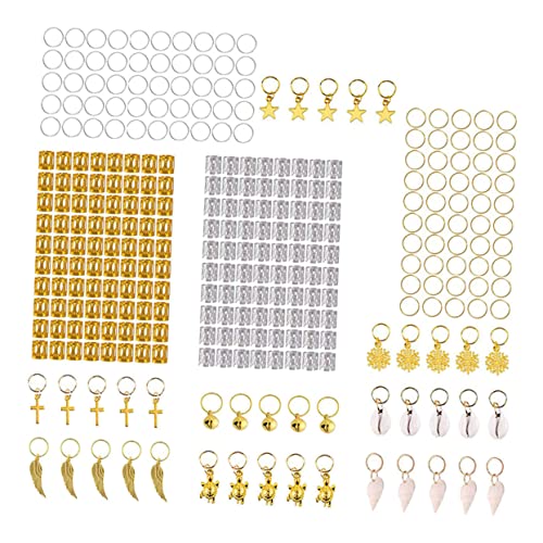 CANIGHT 1 Satz Dreadlocks Haarschmuck Set Teiliges Gold Haarschmuck Zubehör für und Männer Verstellbare Flecht Ringe und Anhänger für Kreative Haardekoration und DIY Projekte von CANIGHT
