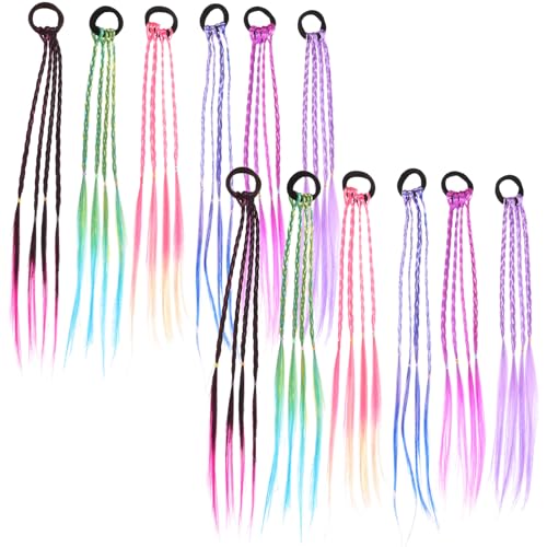 CANIGHT 12 Stück Geflochtene Haarseil Haarfarbenverlängerungen Für Mädchen Und Kinder, Pferdeschwanzverlängerung, Geflochtene Perücke, Geflochtene Haarverlängerungen Für Frauen, Lange von CANIGHT