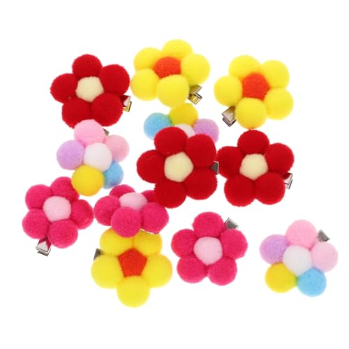 CANIGHT 12stücke Haarclips Mit Süßen Pompons Flauschige Haarschmuck Für Mädchen Ponytail Clips Regenbogen Und Rosarot Für Feines Haar Und Kreative Frisuren von CANIGHT