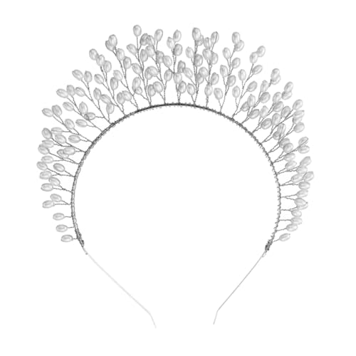CANIGHT 1Stück Braut Tiara Krone aus Perlen für Hochzeit und Festlichkeiten Handgefertigtes Haaraccessoire für Bräute und Brautjungfern und Tragbar für Unvergessliche von CANIGHT