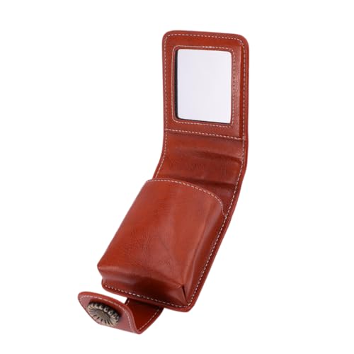 CANIGHT 1stück Pu Lippenstift Aufbewahrungstasche Mit Integriertem Spiegel Tragbarer Kosmetik Organizer Für Lippenstifte Weinrot Design Für Unterwegs von CANIGHT