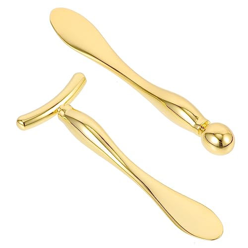 CANIGHT 2 Stück Augencreme Stick Löffel, Kosmetikmasken Löffel, Make Up Schaufel, Roller Werkzeug, Metall Make Up Spatel, Falten Augenroller, Make Up Spatel Werkzeug, Augen, Gesicht, von CANIGHT