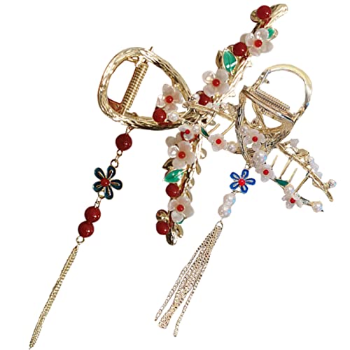 CANIGHT 2stücke Perlen-tassel Blumen-haarklammern Für Damen Große Haarspangen Für Dickes Haar Rutschfest Und Elegant Perfektes Haaraccessoire Für Jeden Anlass von CANIGHT