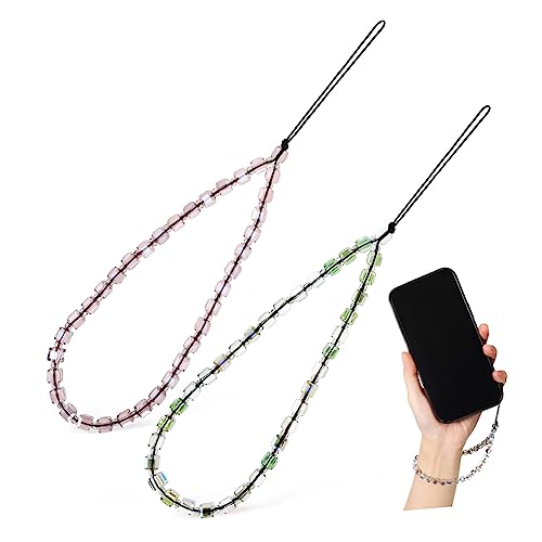 CANIGHT 2 Stück Handy Kette mit Kunst Kristallperlen Universelles Umhängeband für Smartphones Kameras Schlüsselanhänger für Damen und Mädchen von CANIGHT