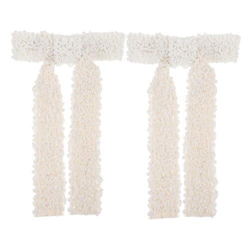 CANIGHT 2stücke Handgefertigte Haarspangen Mit Perlenschmuck Und Großem Schleifen-design Für Mädchen Und Frauen Haaraccessoires Für Pferdeschwanz Und Besondere Anlässe von CANIGHT