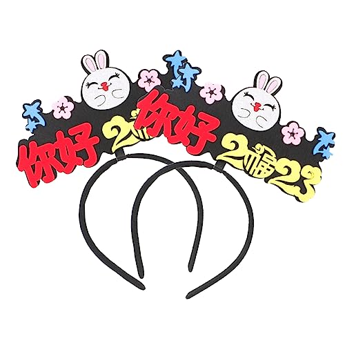 CANIGHT 2St 2023 Jahr des Kaninchenstirnbandes Hasen-Partyzubehör Foto-Requisiten für das neue Jahr fasching haarreif neujahr haarreif haarschmuck Haarband Haarreifen für die Neujahrsparty von CANIGHT