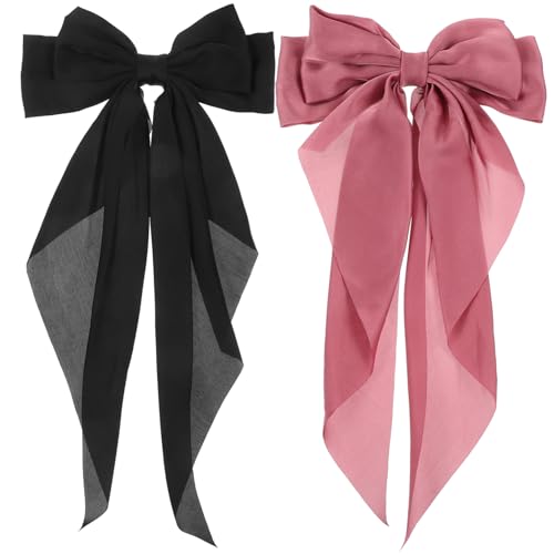 CANIGHT 2stücke Große Schleifen-haarklammern Für Damen Haarspangen in Schwarz Und Rosa Für Verschiedene Frisuren Und Anlässe Mit Robustem Clip Für Sicheren von CANIGHT