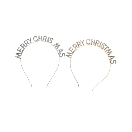 CANIGHT 2pcs Brief Strass Haarbänder Frohe Weihnachten Weihnachten Stirnband Neue Jahre Decor Für Hoops von CANIGHT