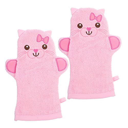 CANIGHT 2er Set Bad Handschuhe Katzen Exfolierende Massage Bad Handschuhe Für Babys üße Cartoon Badewaren Hautpflege Und Reinigung Für Empfindliche Babyhaut von CANIGHT