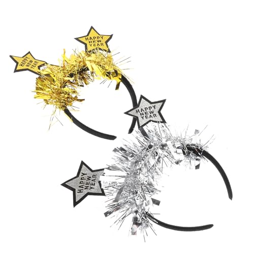 CANIGHT 2er Set Neujahrs Party Kopfband Mit Glitzerndem Tinsel Stern Haarreif Für Silvester Und Feiertagsfeiern Perfekte Kopfbedeckung Für Festliche Anlässe von CANIGHT