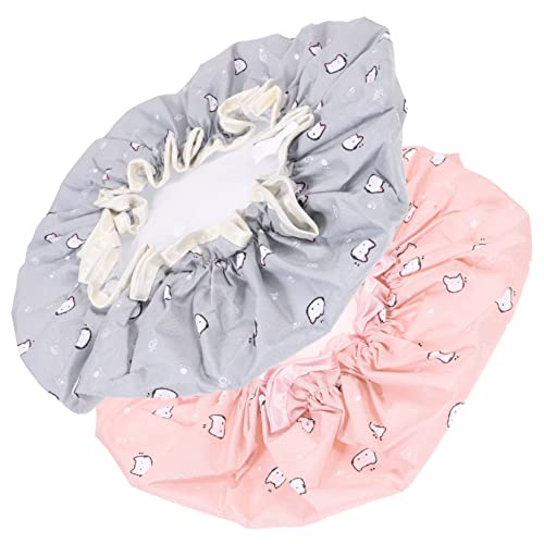 CANIGHT 2 Stück Wiederverwendbare Duschhaube Für Kinder Haarhaube Für Damen Mit Band Badehut Für Mittellanges Kurzes Haar von CANIGHT
