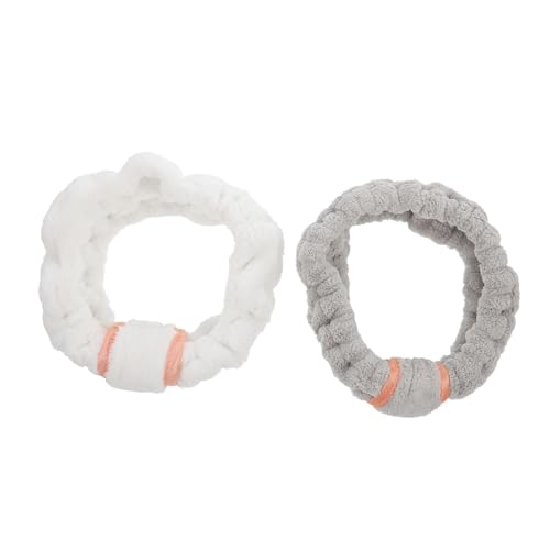 CANIGHT 2stücke Wiederverwendbare Makeup Haarbänder Elastische Haarschmuck Für Gesichtsreinigung Fleece Design Für Make-up Und Pflege Weiß von CANIGHT