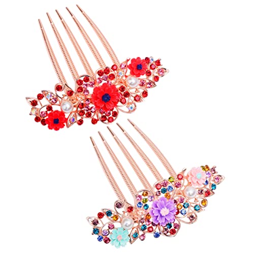 CANIGHT 2er Satz Haarkämme Blumen-haarnadeln Für Damen Haarspangen Mit Strass Schmuck Für Hochzeit von CANIGHT