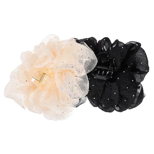 CANIGHT 2stücke Damen Haarklammern Mit Schleifen-design Dekorative Chiffon-haarklammern Mit Strass Für Dickes Haar Stilvolle Haaraccessoires Champagner Für Verschiedene Anlässe von CANIGHT