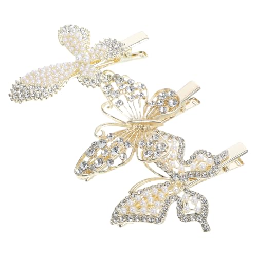 CANIGHT 3stücke Schmetterling Haarklammern Mit Perlen Und Strass Süße Haarclips Für Mädchen Für Besondere Anlässe Und Kreative Frisuren Für Hochsteckfrisuren Und Zöpfe von CANIGHT