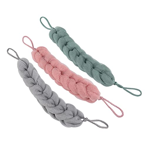 CANIGHT Luffa-Badetuch-Set 3-teilig lang Rücken-Peelingstreifen Dusche Peeling für Tiefenreinigung zufällige Farbe von CANIGHT