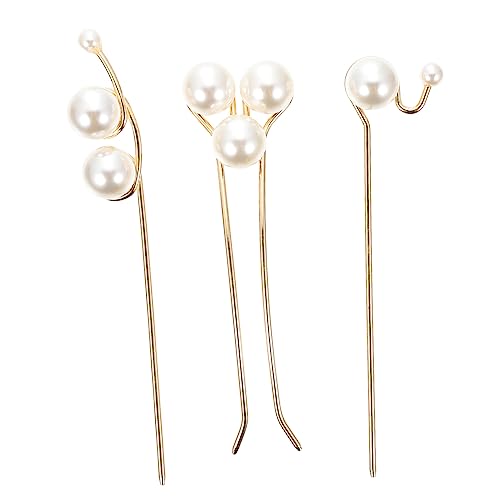 CANIGHT Eleganter Haarstab mit Perlen Haarspange aus Metall Haarnadeln für langes Haar Haarknotenstift Haarknotenstab Haar-Accessoires im chinesischen Stil 3er-Pack von CANIGHT