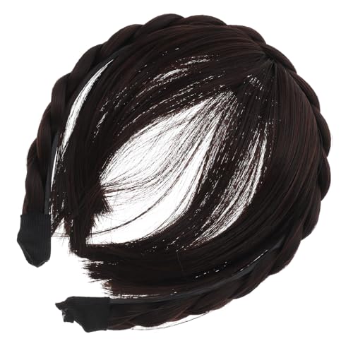 CANIGHT 3-teiliges Modisches Stirnband Mit Braunen Fransen Perücke Für Damen Und Mädchen Vorderhaar Synthetische Haarverlängerungen Bequem Für Den Alltag Party Halloween von CANIGHT
