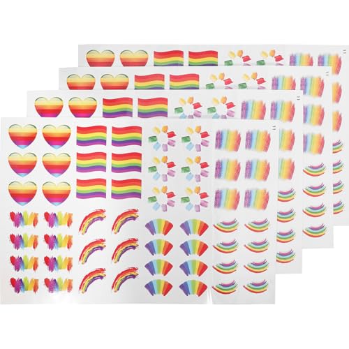 CANIGHT 4blätter Bögen Rainbow Pride Gesicht Aufkleber Selbstklebende Regenbogen Sticker Für Partys Und Scrapbooking Aufkleber Pro Bogen Designs von CANIGHT