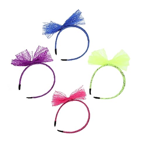 CANIGHT 4stücke Große Schleifen-stirnbänder Für Bunte Haarschmuck-accessoires Mit Spitze Für Partys Fotorequisiten Und Looks Neon-grün von CANIGHT