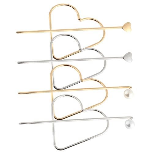 CANIGHT 4-teilige Herzförmige Haarnadel Mit Perlen Langer Haarstab Für Frauen Haarknotennadel Zum Dekorieren Von Frisuren von CANIGHT