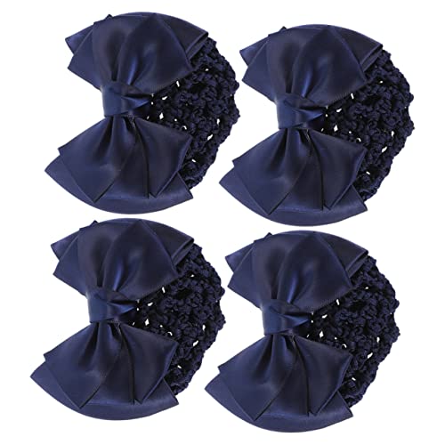 CANIGHT 4 Stück Damen Haarnetz mit Schleife Dutt Haarnetz Haarspange Clip für Ballett und Anlässe Netz Haarspange mit Dekorativer Schleife von CANIGHT