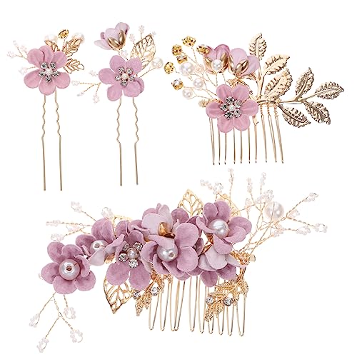 CANIGHT 4stücke Teiliges Set Goldene Braut Haarschmuck Blumen Haarspangen Für Hochzeiten Romantisches Braut-accessoire Eleganter Haarkamm Für Damen Und Mädchen von CANIGHT