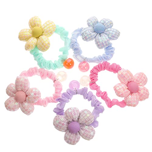 CANIGHT 5stücke Glitzernde Blüten-haarbänder Für Mädchen Elastische Haargummis Bunten Farben Süße Haaraccessoires Für Junge Mädchen Und Frauen Für Jeden Anlass von CANIGHT