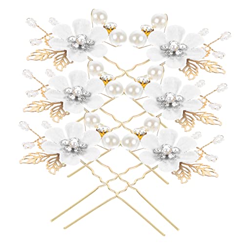 CANIGHT 6 Stück Blumenperlen Haarnadel U-förmig Hochzeit Braut Haarschmuck Perlen Satz Für Frauen Mädchen CANIGHT 6 Stück Blumenperlen Haarnadel U-förmig Hochzeit Braut Haarschmuck Perlen Satz Für Frauen Mädchen von CANIGHT