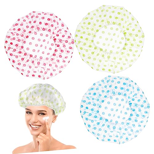 CANIGHT Badekappen Für Damen Wiederverwendbar Mit Gummiband Duschhauben Rundem Punktmuster Waschbar Kosmetiktasche Einfach Zum Tragen CANIGHT Badekappen Für Damen Wiederverwendbar Mit Gummiband Duschhauben Rundem Punktmuster Waschbar Kosmetiktasche Einfach Zum Tragen von CANIGHT