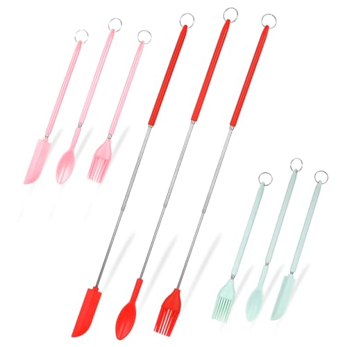 CANIGHT 9 Stk Spachtellöffel aus Silikon Teleskopspatel Schaber Teleskop-Spatelwerkzeug Mini-Spatel Teleskopbürsten teleskoplöffel coseline cosmetik kleine Löffel Kosmetikartikel Kieselgel von CANIGHT