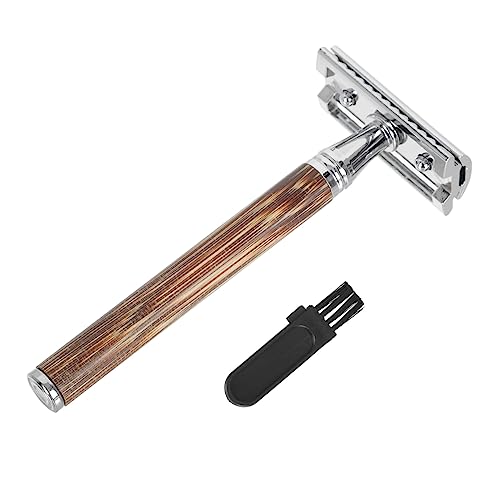 CANIGHT Bambusgriff Rasiermesser Manuell Doppelseitig Sicherer Rasierer Kompakt Tragbar Hautfreundlich Langlebig für Präzises Bartschneiden Klingen von CANIGHT