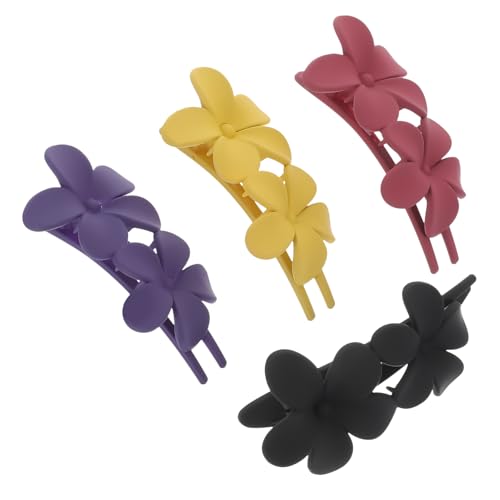 CANIGHT 4stücke Teiliges Blumige Haarklammern Für Frauen Rutschfeste Große Haarspangen Rosé Und Senfgelb Dekorative Clips Für Dickes Und Langes Haar von CANIGHT