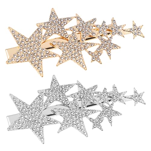 CANIGHT 2stücke Rhinestone Haarspangen Im Stern Design Glänzende Haarschmuck Clips Für Festliche Anlässe Elegantes Accessoire Für Mädchen Und Frauen Zwei Farben von CANIGHT