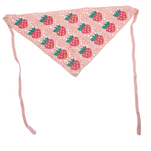 CANIGHT Polyester Häkeln Bandana Frauen Schal Erdbeere Design Dreieck Haar Stirnband von CANIGHT