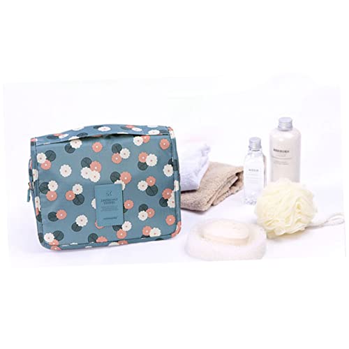 CANIGHT Hängender Kosmetikkoffer Multifunktionale Reisetasche Für Toilettenartikel Und Make up Tragbare Aufbewahrungstasche Für Frauen Und ädchen Blaue Blumen von CANIGHT