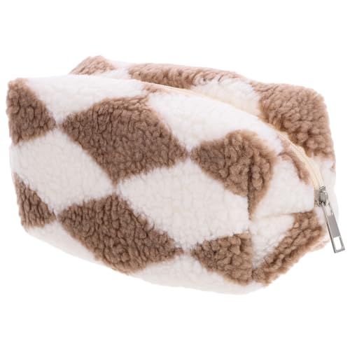 CANIGHT Kariertes Make-up Täschchen Aus Plüsch Multifunktionale Kosmetiktasche Pen Bag Und Aufbewahrung Für Reisen Und Alltag Für Damen Und Mädchen von CANIGHT