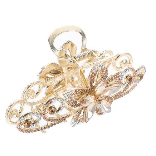 CANIGHT Hair Clip Mit Blumenmuster Und Strass Große Haarspange Für Damen Rutschfeste Haarklammer Champagnerfarbe Vielseitig Für Verschiedene Frisuren von CANIGHT