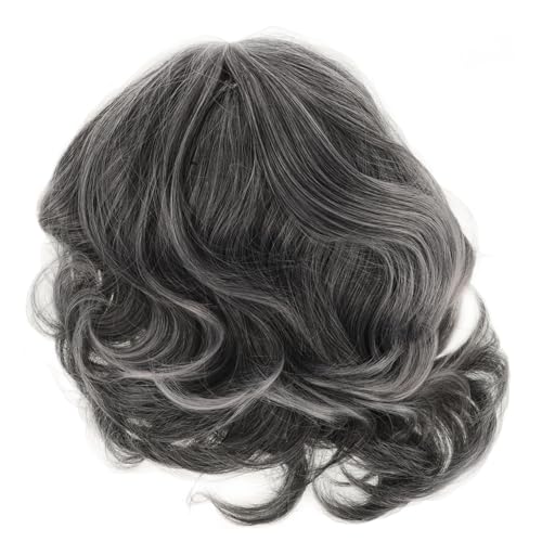 CANIGHT Kurze Graue Perücke Für Damen Silbergraue Lockenperücke Für Ältere Atmungsaktive Bequeme Kunsthaarperücke Für Halloween Und Cosplay von CANIGHT